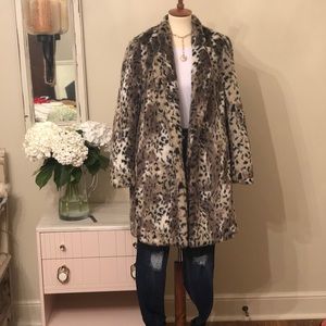 NWT Rebecca Taylor faux leopard coat sz 8